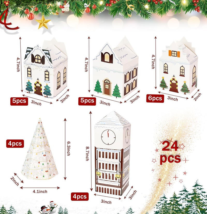 HEIPINIUYE 24 Empty Advent Calendar Boxes to Fill Yourself DIY Empty Christmas Countdown Calendars 2025 Fillable Advent Calendar Box for Boys Girls Adults Xmas White House Calendars Gift Boxes - Image 2